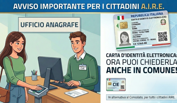 RILASCIO CARTA IDENTITA’ ELETTRONICA (C.I.E.) AI CITTADINI ISCRITTI AIRE