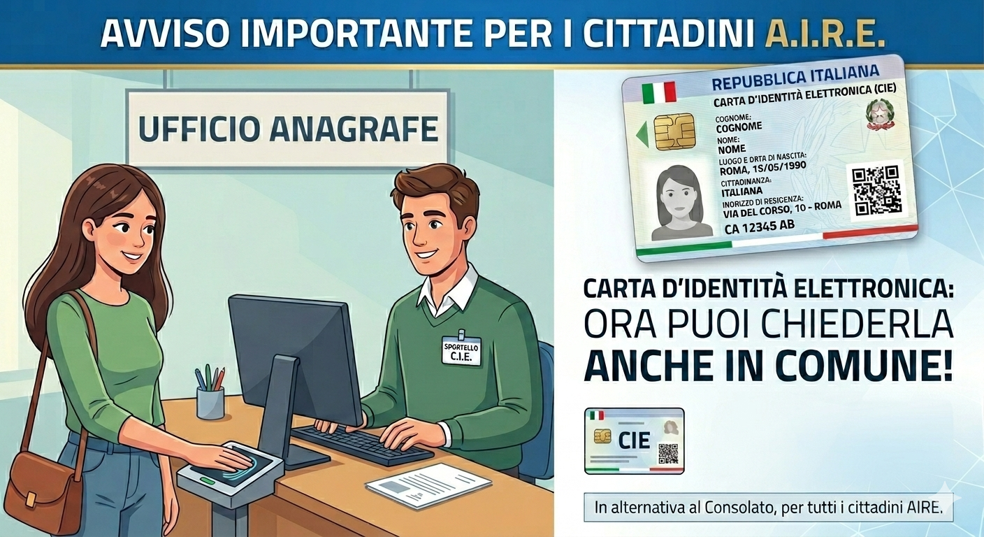 RILASCIO CARTA IDENTITA’ ELETTRONICA (C.I.E.) AI CITTADINI ISCRITTI AIRE